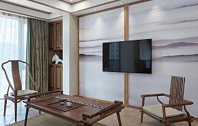 129平中式风格室内设计电视背景墙效果图
