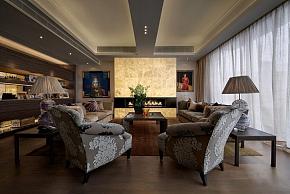 现代美式风格别墅室内客厅装饰设计
