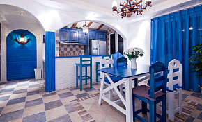 180平地中海蓝色风情餐厅吊顶