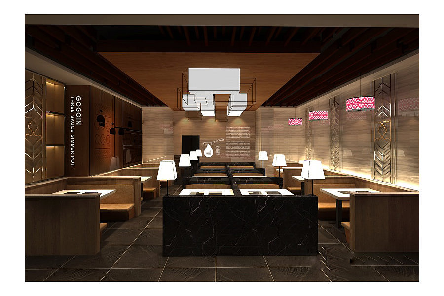过锅瘾三汁焖锅陕西府谷店餐饮空间吊顶