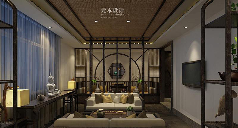 茶缘会所休闲场所吊顶