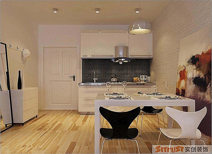 现代简约一居家装效果图餐厅吊顶