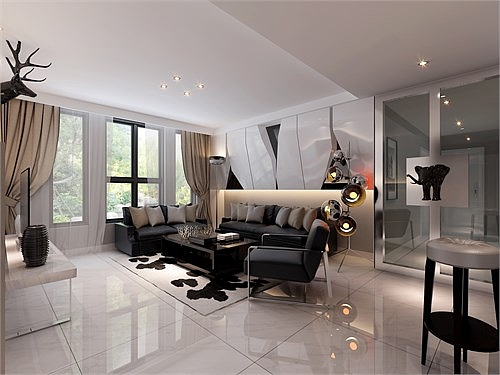 阳光域领海  个性现代风格客厅效果图