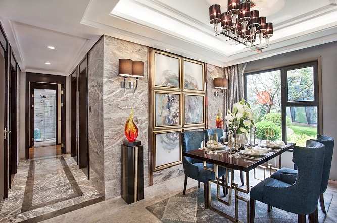奢华中西混搭风餐厅效果图