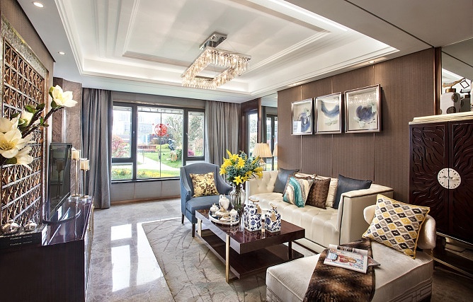 奢华中西混搭风客厅效果图