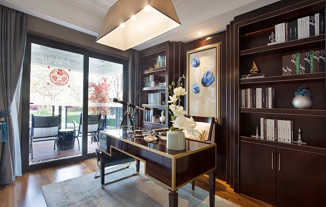 奢华中西混搭风书房效果图
