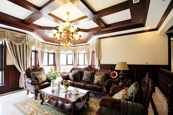 田园欧式 万科金域榕郡别墅客厅效果图