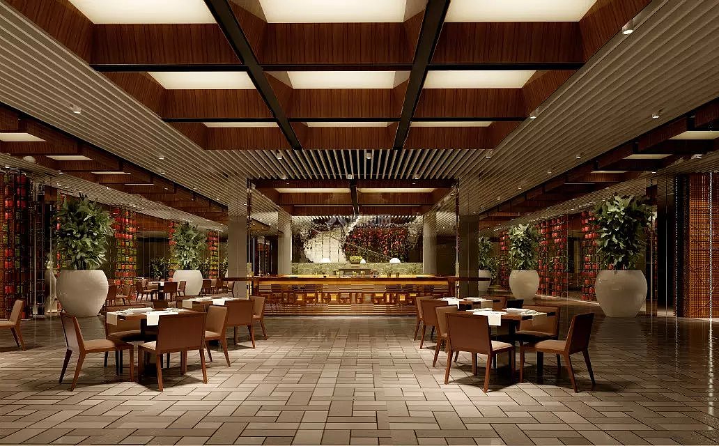 中式餐饮店大厅设计效果图