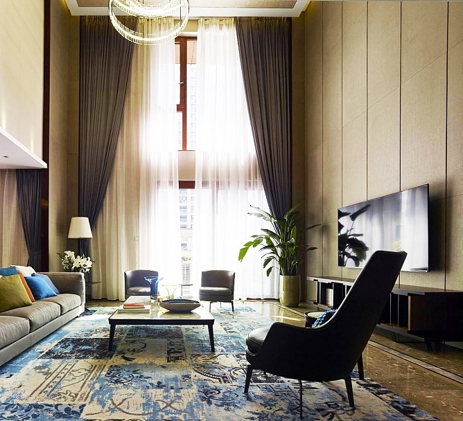 三盛中央公园别墅   现代风格客厅效果图