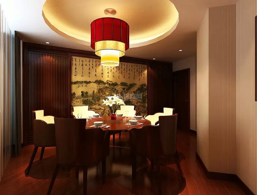 中式辦公室餐廳吊頂設(shè)計(jì)