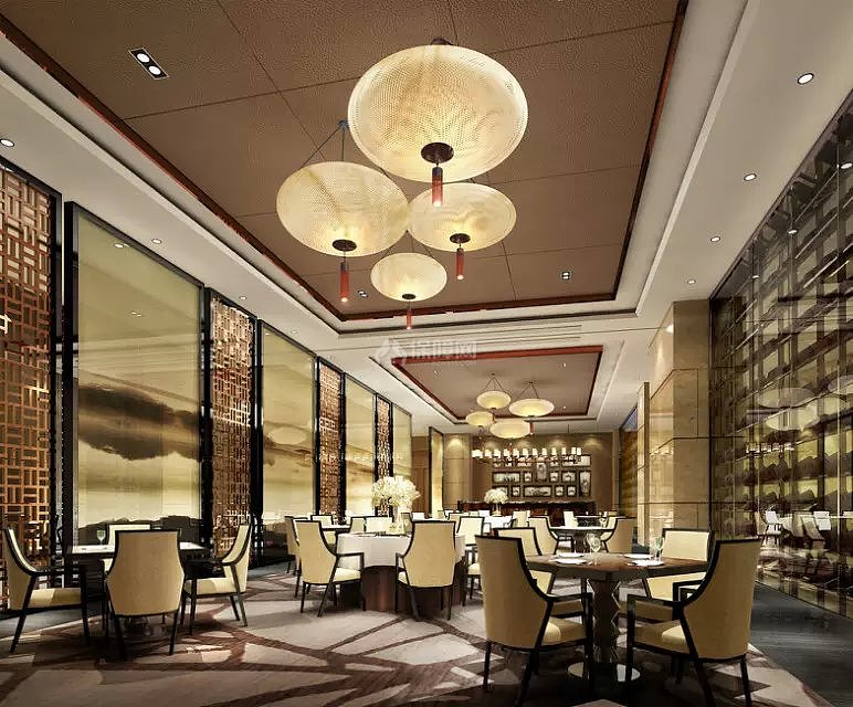 五星级酒店中餐大厅效果图