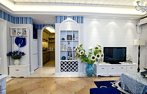 地中海风格客厅储物架设计