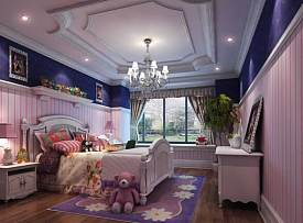 欧式粉色风格暖色调卧室背景墙效果图