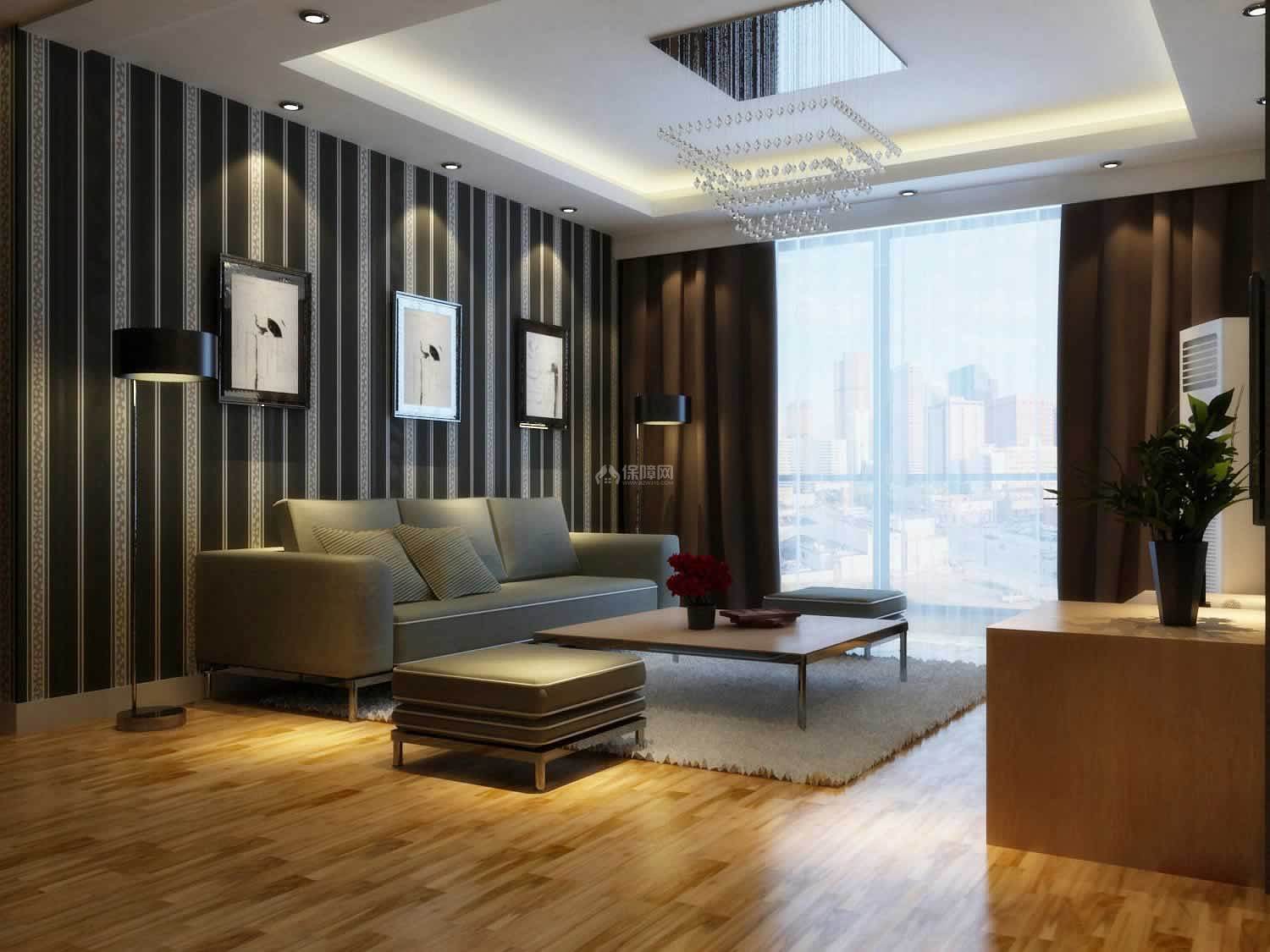 簡約三居室客廳沙發(fā)背景墻效果圖