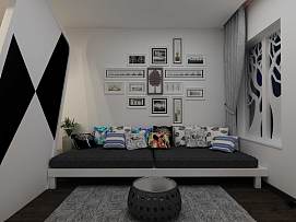 简约风格创意沙发照片墙设计