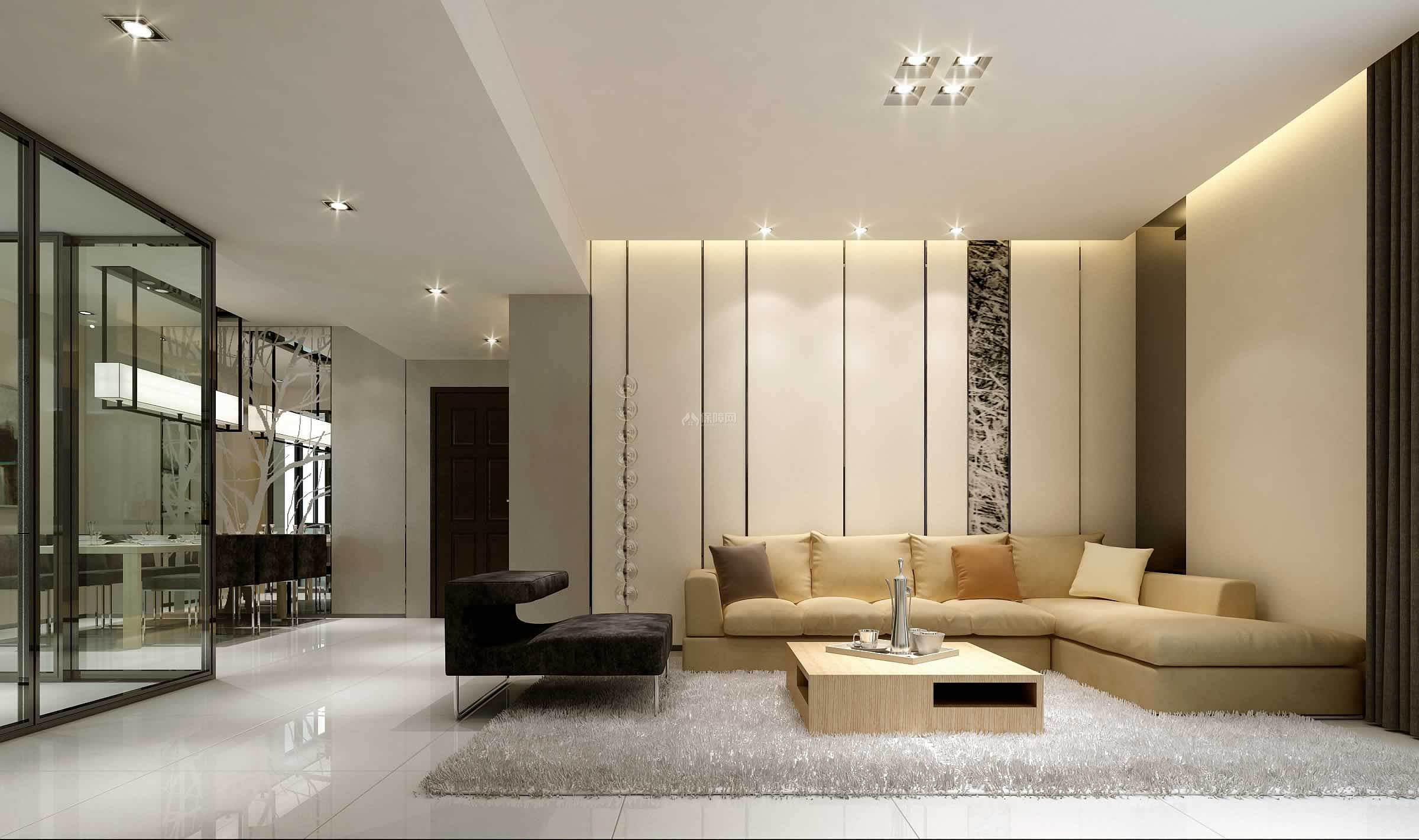 现代简约客厅文化砖沙发背景墙效果图_齐家网装修效果图