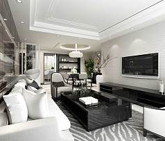 黑白美式简约客厅设计