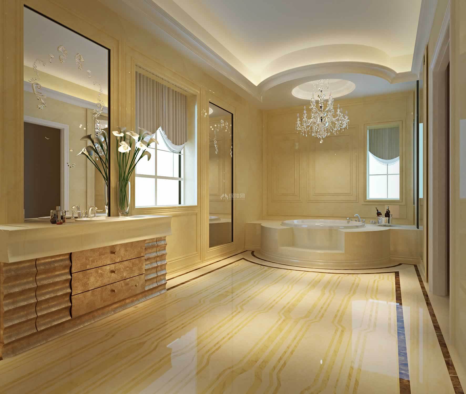 欧式最新瓷砖卫生间装修效果图 – 设计本装修效果图