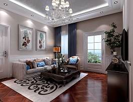 小户型现代美式古典客厅设计