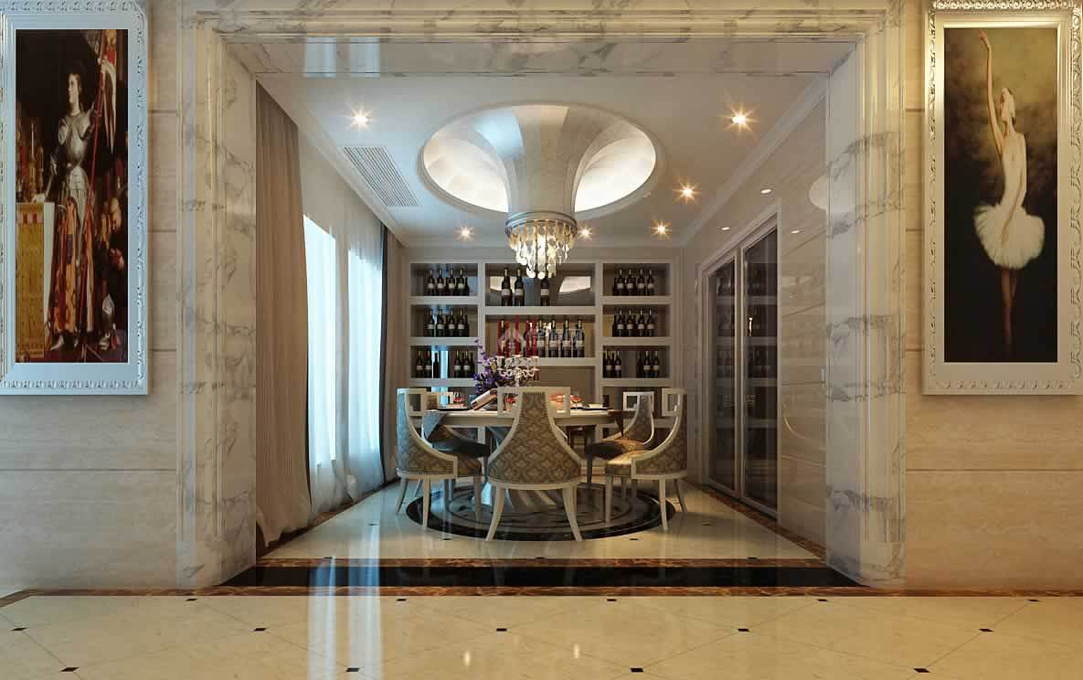奢華歐式餐廳酒柜圖片