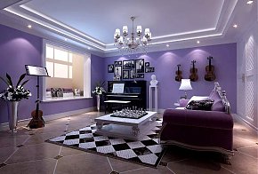 现代欧式风格紫色休闲区设计