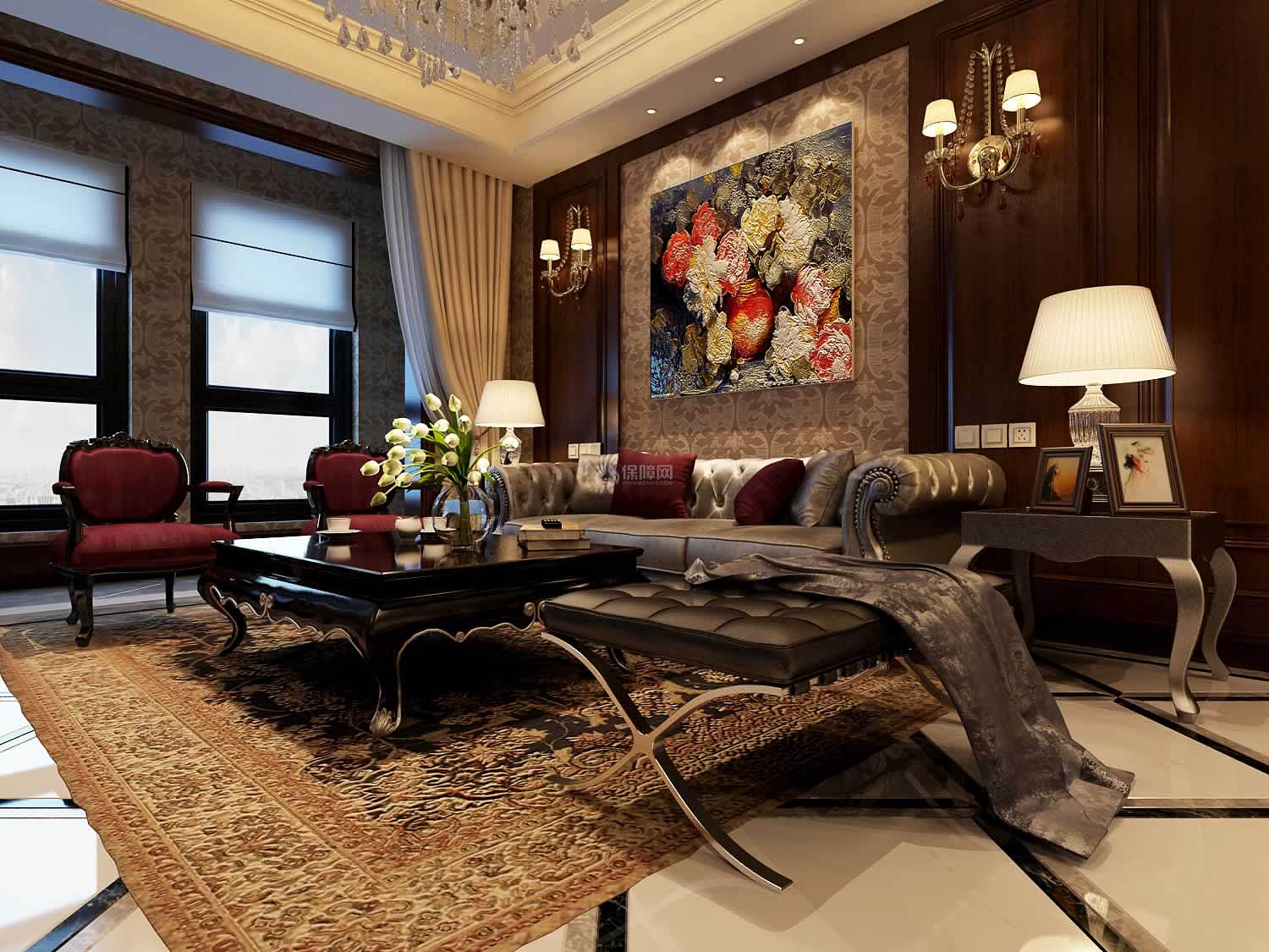 浪漫古典_欧式客厅沙发背景墙装修效果图 – 设计本装修效果图