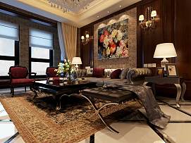 欧式风格客厅沙发装修背景墙图片