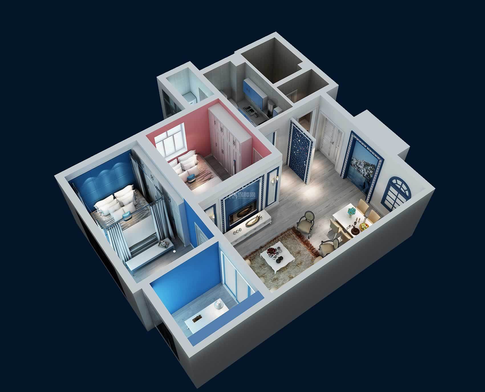 地中海风格3D别墅模型图