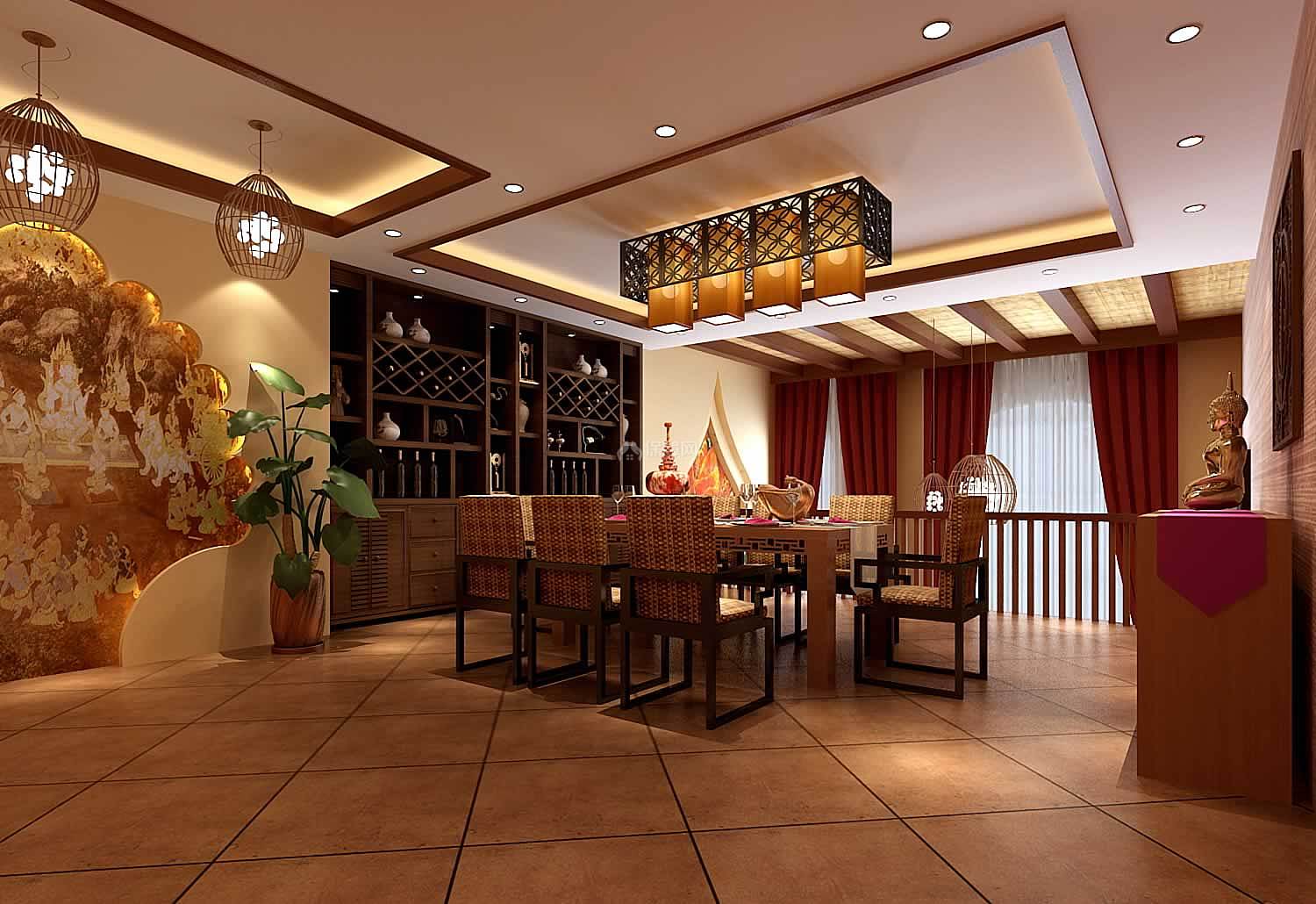 东南亚风格三居室餐厅餐桌装修效果图欣赏-房天下家居装修网
