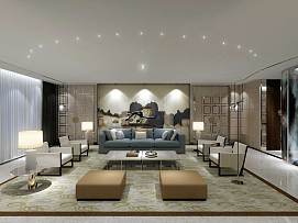四居室现代豪华客厅沙发背景墙设计