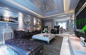 现代欧式风格三居室客厅沙发背景墙设计