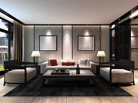 时尚中式风格两居室客厅沙发背景墙效果图