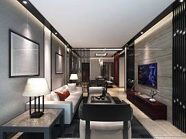 时尚中式风格两居室客厅电视背景墙设计