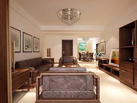 时尚中式三居室客厅水晶灯装饰图片