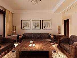 时尚中式三居室客厅沙发背景墙效果图