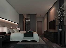 89平米时尚中式风格卧室背景墙设计