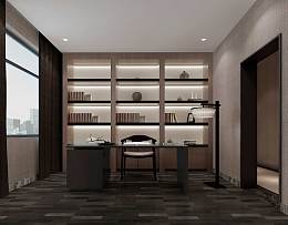 89平米时尚中式风格书房书柜设计