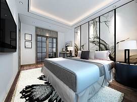 新中式设计卧室床设计图