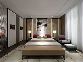 现代中式风格卧室装修效果图