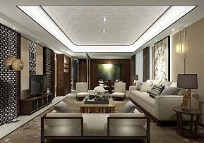 新中式风格三居室客厅电视背景墙设计