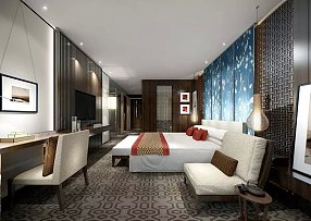 新中式风格三居室卧室背景墙设计