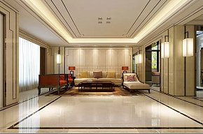 142平米中式风格客厅沙发背景墙设计