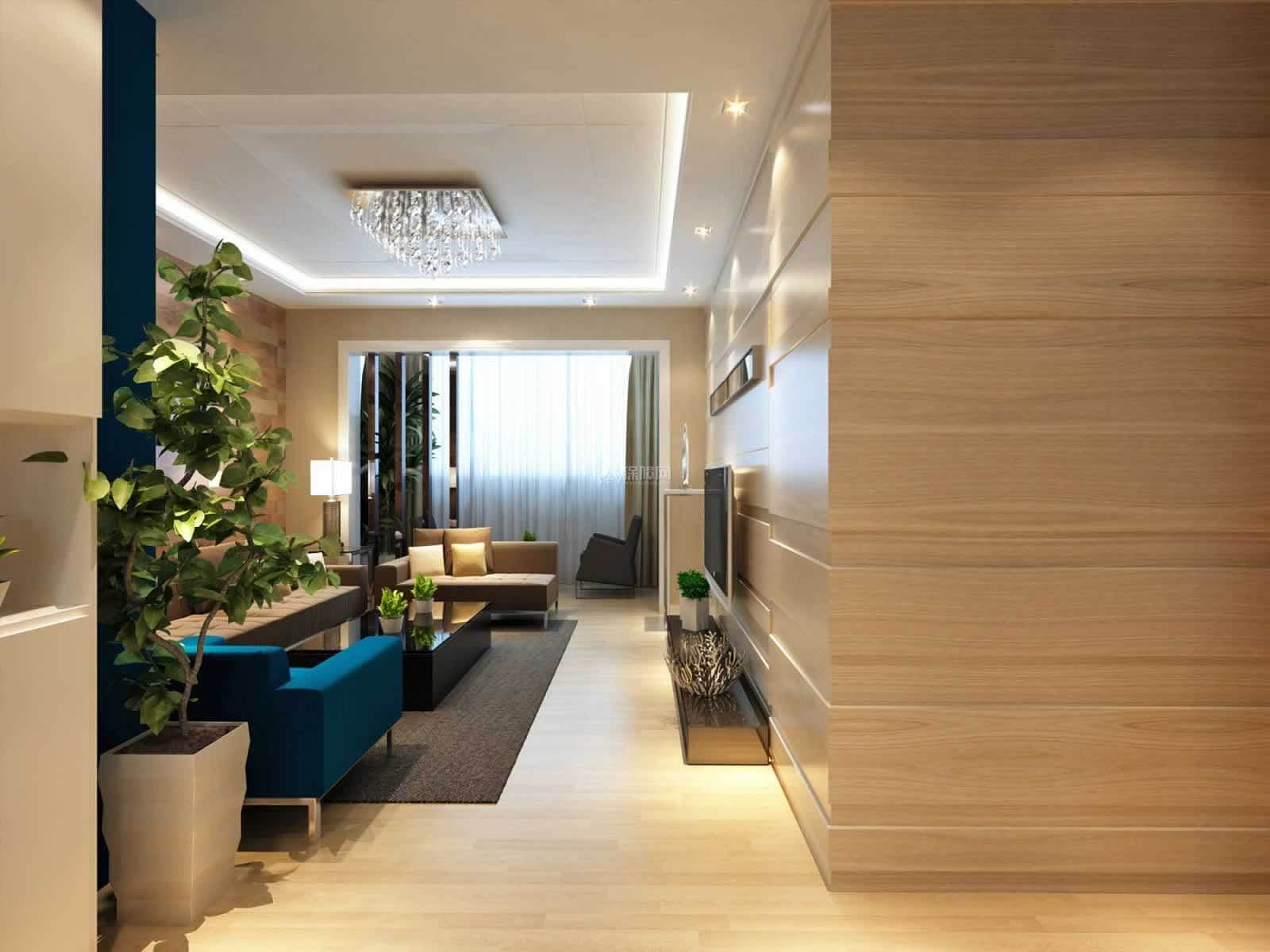 簡約原木風(fēng)格客廳電視背景墻效果圖