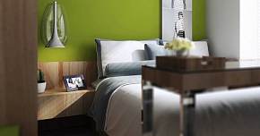 简约风格绿色家居卧室背景墙效果图