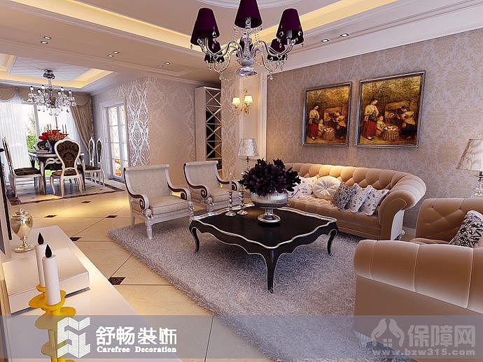 本案突出文化主题，设计师的设计来凸显欧式的纯然风情