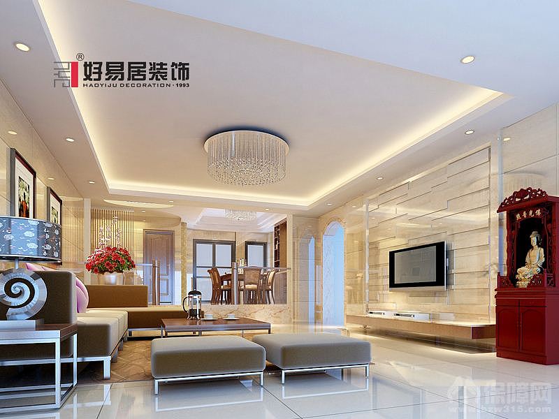 采用简约明朗的线条，将空间进行了合理的分隔。没有夸