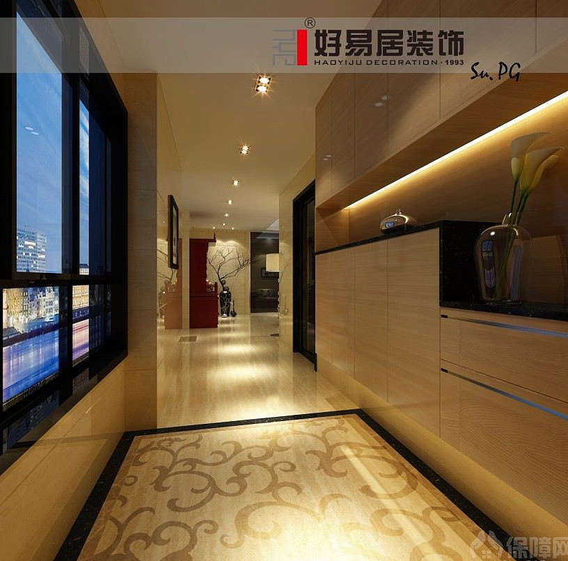主要材料：黑镜、米黄大理石、黑金花大理石波打线、软