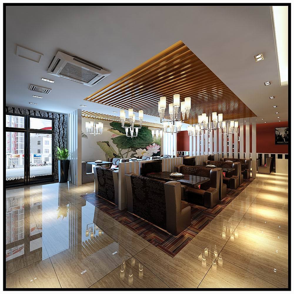 餐饮连锁焖锅店，主要以中式风格为主，大气简约，实用