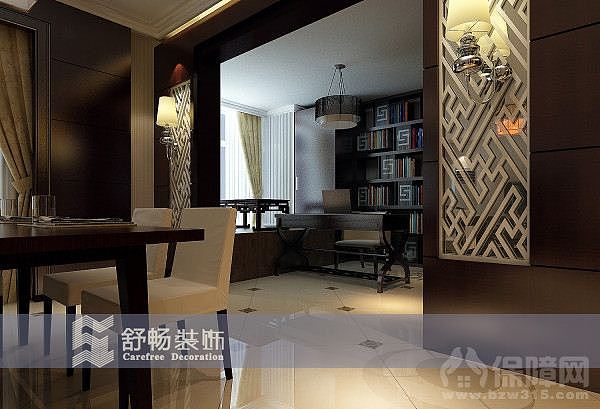 以新古典风格为主线，根据空间的不同特点，融合了中式