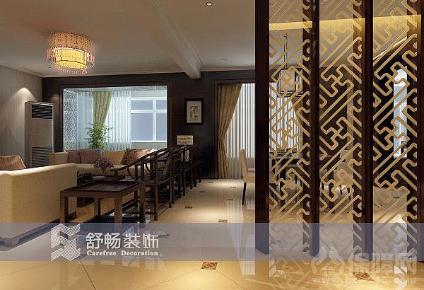 以新古典风格为主线，根据空间的不同特点，融合了中式